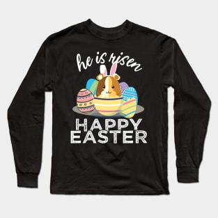 Cute Guinea Pig Hamster Bunny Ears Easter Egg Hunt Risen Long Sleeve T-Shirt